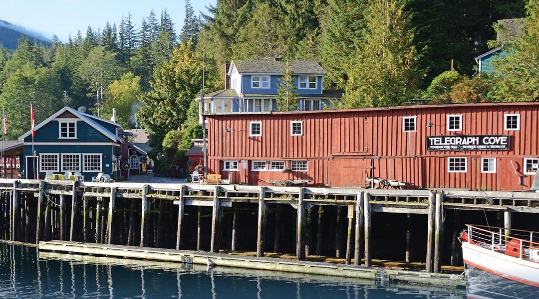 The exterior of the Telegraph Cove Resort Cabins 
