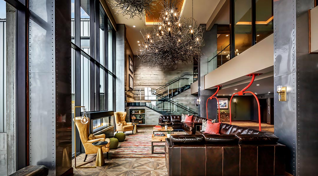 The lobby area at the Josie Hotel 