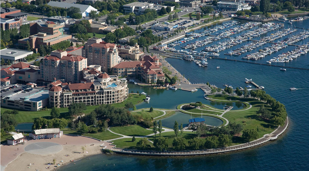 Aerial view of the Royal Kelowna Hotel