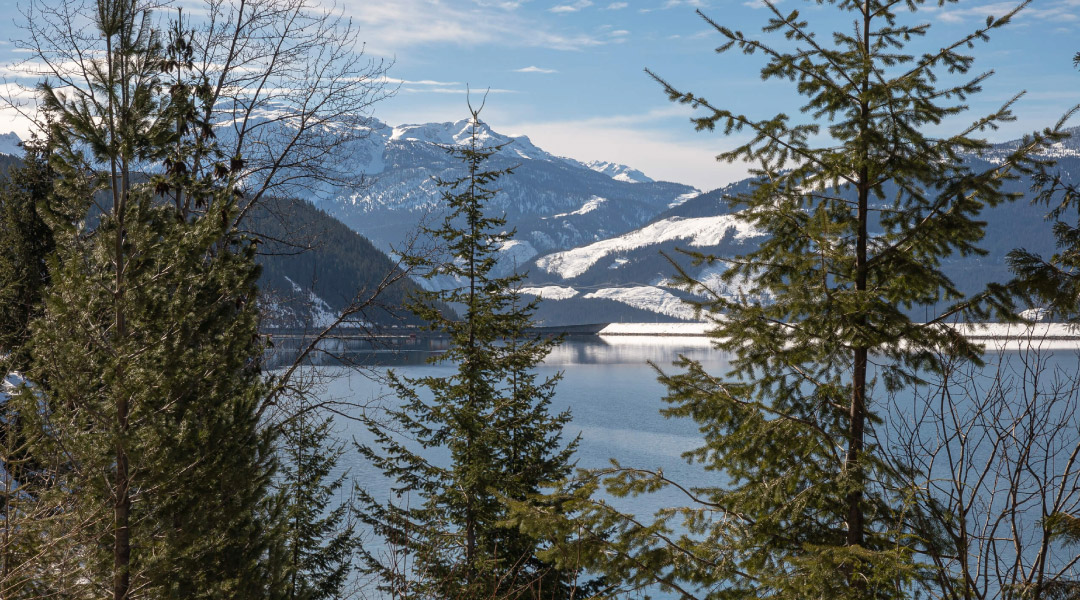 View of the mountains and the river from the resort