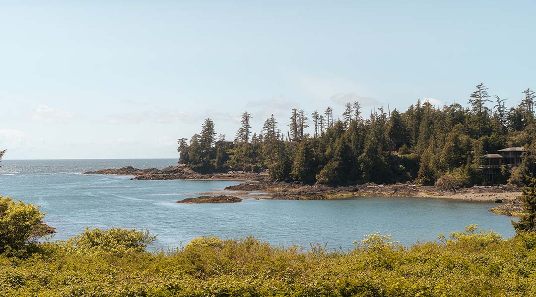 Ocean view from Little Beach Resort overlooking the rugged west coast shoreline.