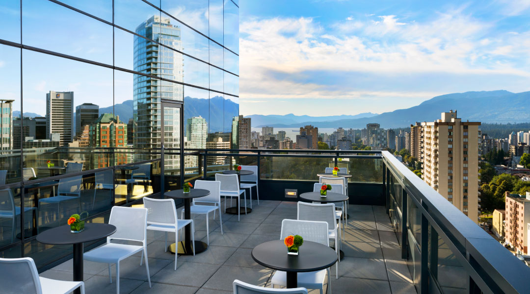 The club lounge balcony at Sheraton Vancouver Wall Centre
