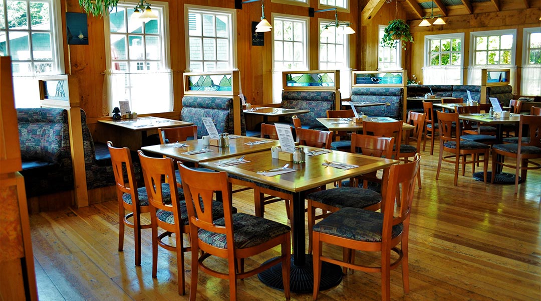 The dining room at Telegraph Cove Resort Dockside Condos