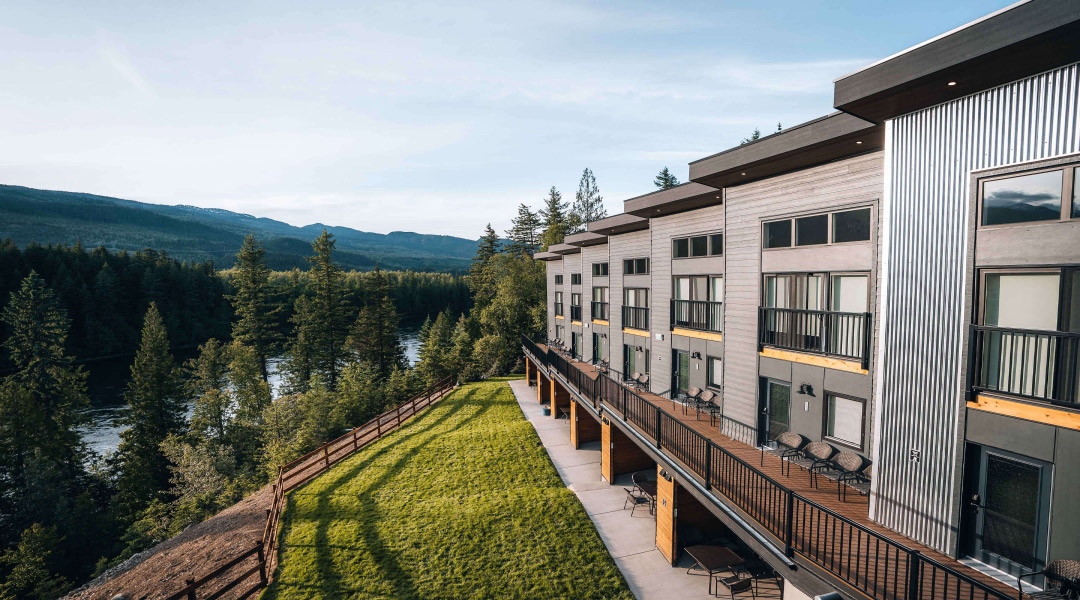 View of the river from the deck of the resort