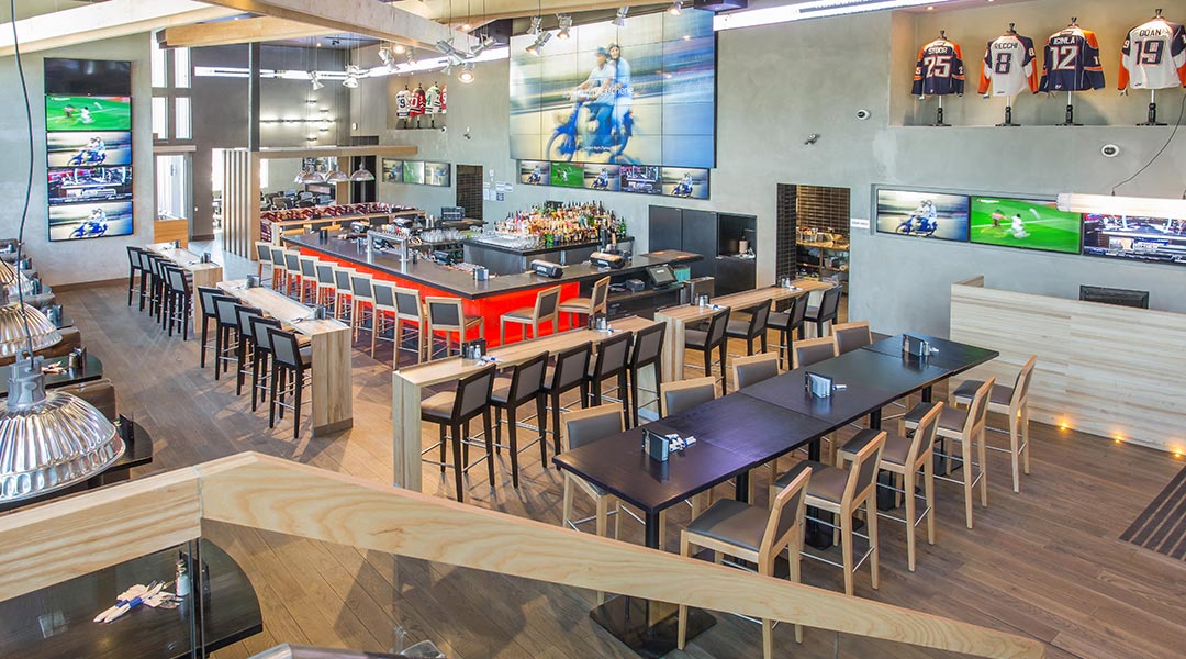 Overview of the Shark Club Sports Bar and Grill at the Sandman Signature Kamloops Hotel