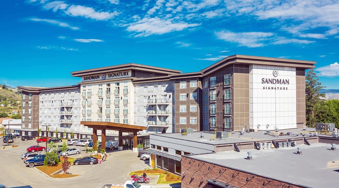 The exterior of the Sandman Signature Kamloops Hotel