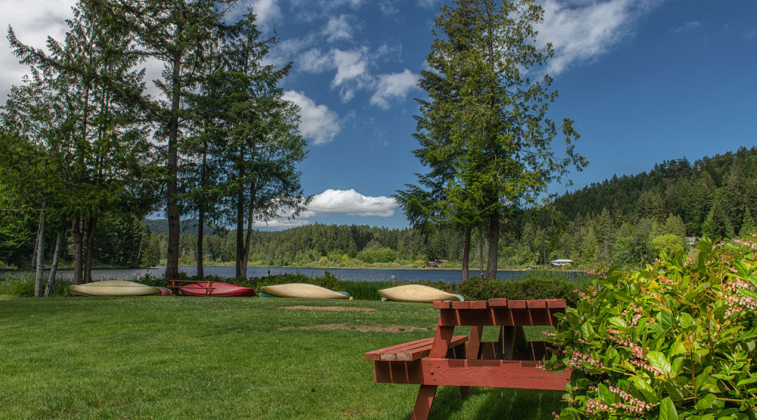 Picnic area at Cusheon Lake Resort on Salt Spring Island