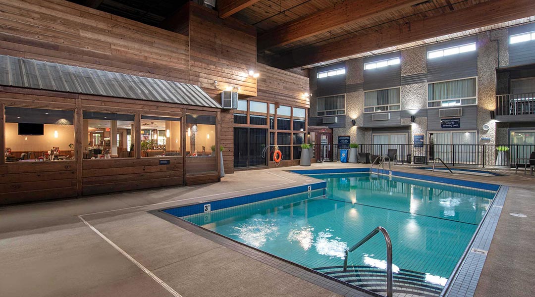 The pool area at the Sandman Revelstoke