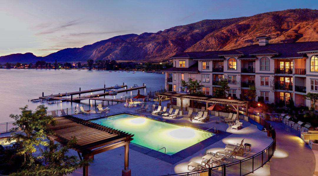 Walnut Beach Resort at dusk in Osoyoos Okanagan