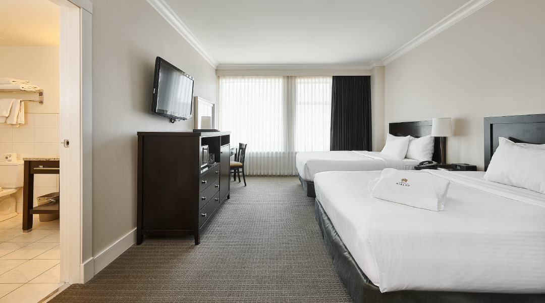 Superior double queen room at Hotel Rialto in downtown Victoria on Vancouver Island