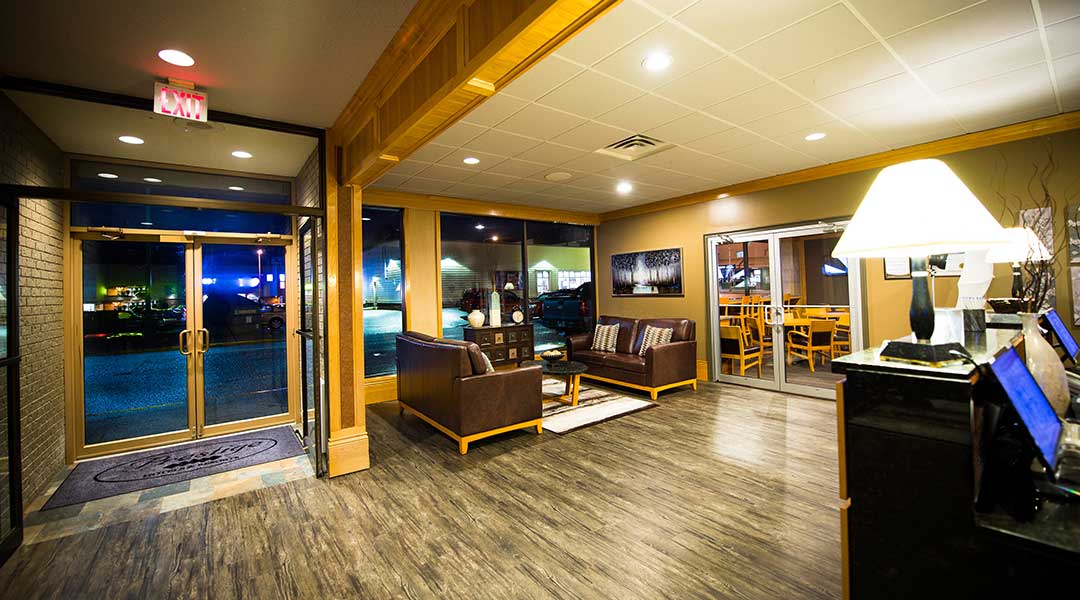Lobby with sitting area at the Prestige Hotel Prince Rupert in Northern British Columbia